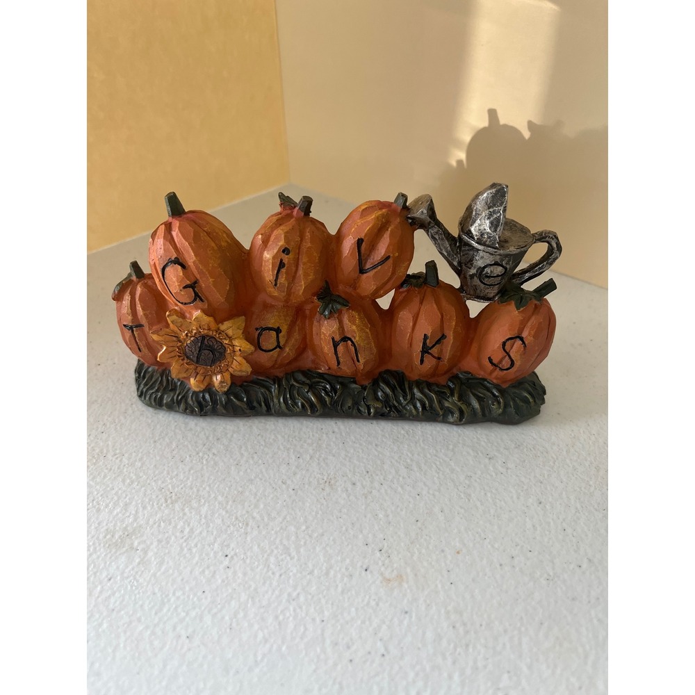 TII Collections Resin Harvest Pumpkins Give Thanks Figurine J4198 Autumn Decor
